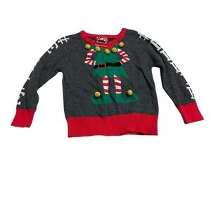 Well Worn Holiday Sweater with Red and Gray Accents
